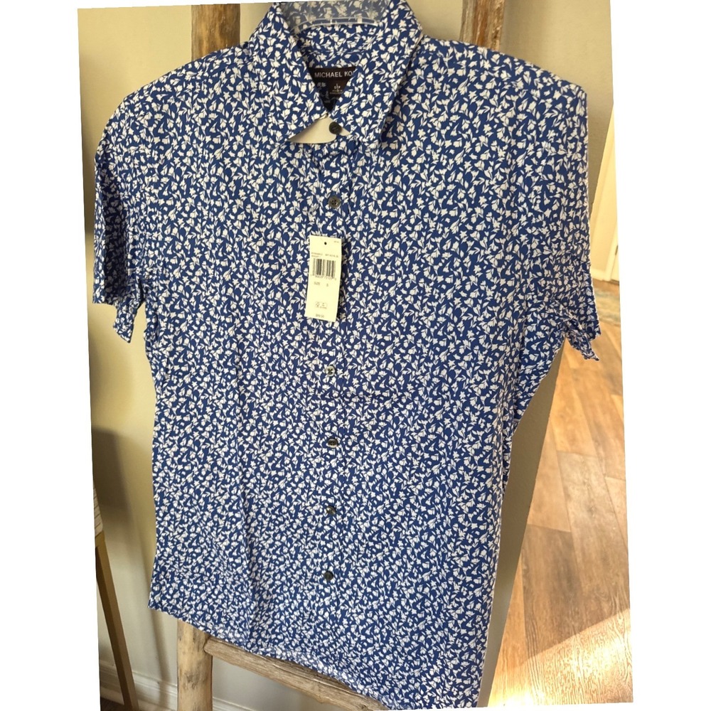 Michael Kors Men's‎ Slim-Fit Stretch Micro Floral Button-Down Shirt Size S NWT